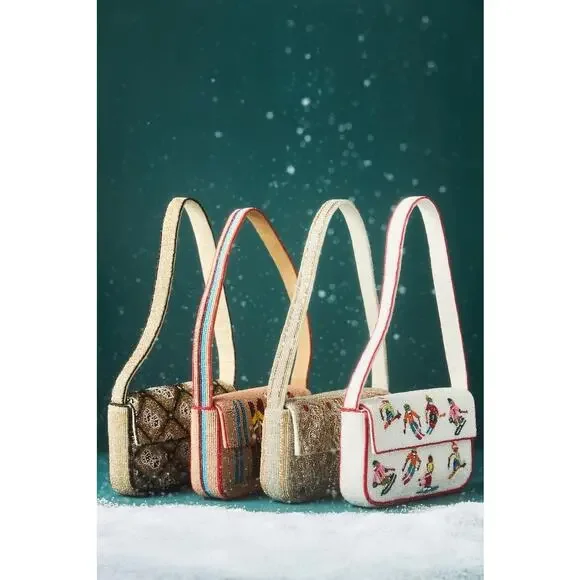 Anthropologie Fiona Beaded Bag Skiers Edition - Picture 5 of 12